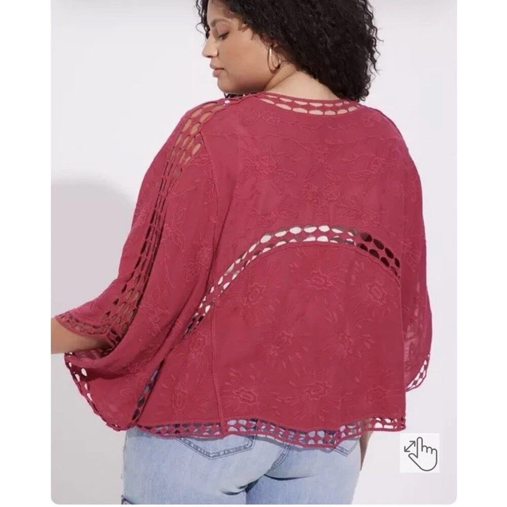 Torrid Womens Kimono Crochet Lace Embroidered 100% Cotton Beach Boho 5/6 - Picture 2 of 13
